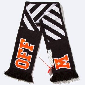 OFF-WHITE knit scarf in Black with White & Orange